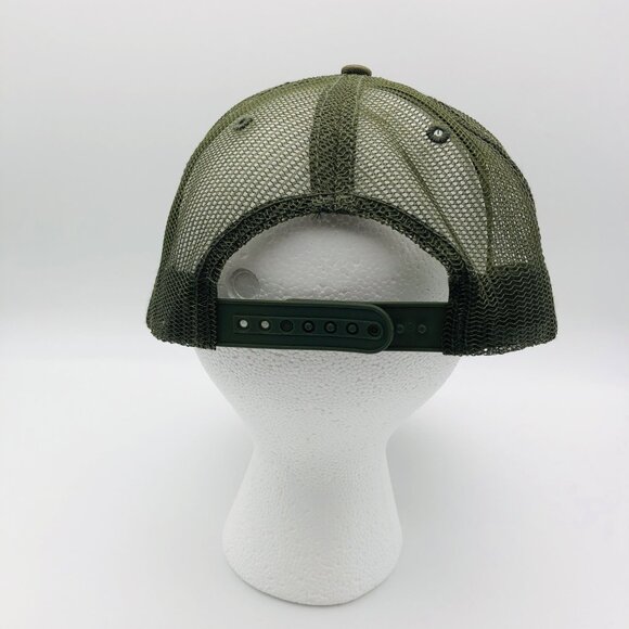 Cat Trucker Cap Olive Green Mesh Snapback One Size - Picture 3 of 5